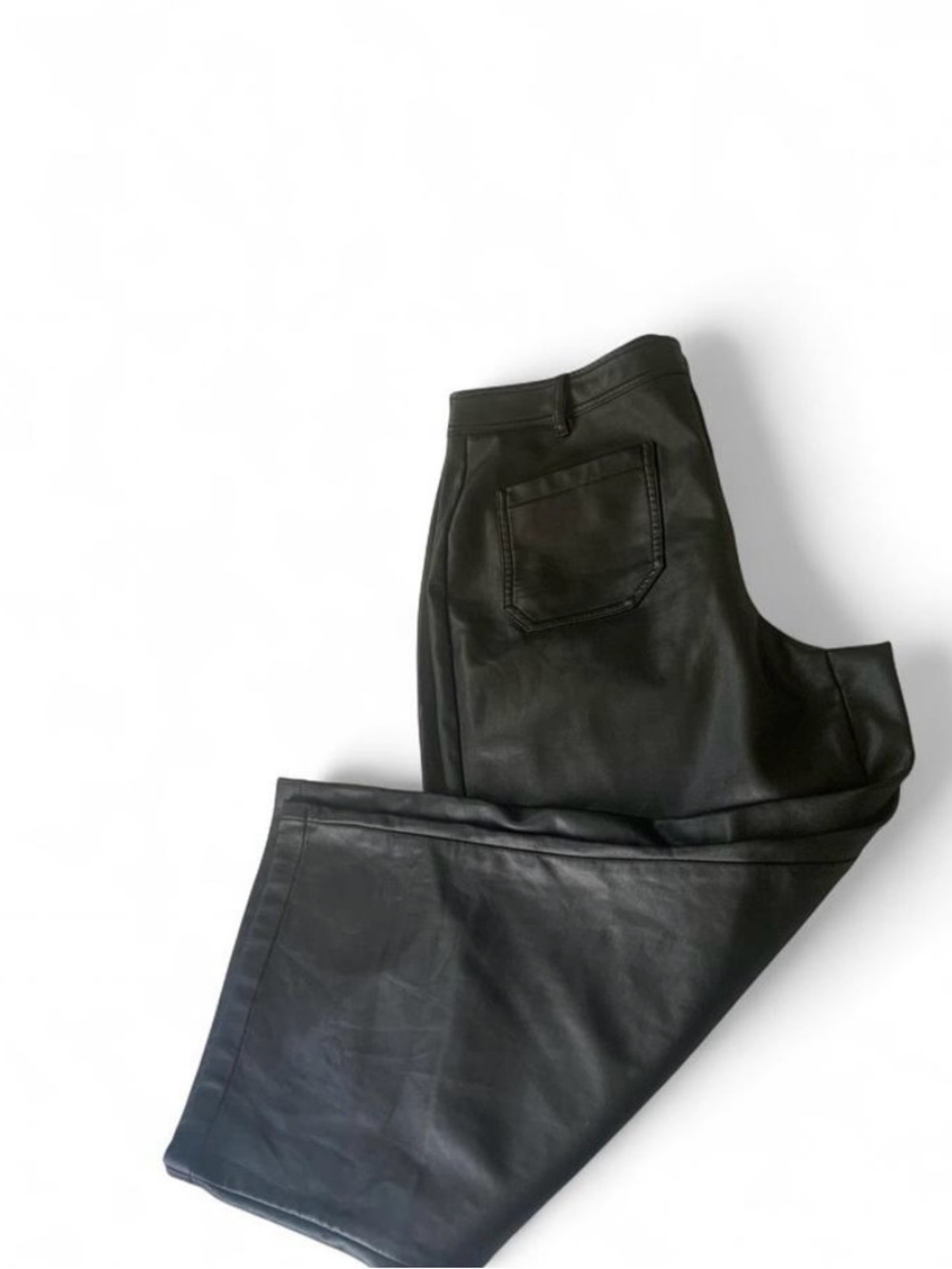12 Thompson black faux leather wide leg pants grunge Size XL